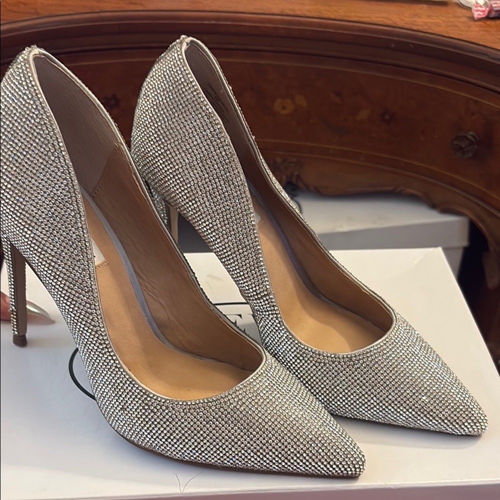 Steve Madden Daisie Crystal Silver Stiletto Heels